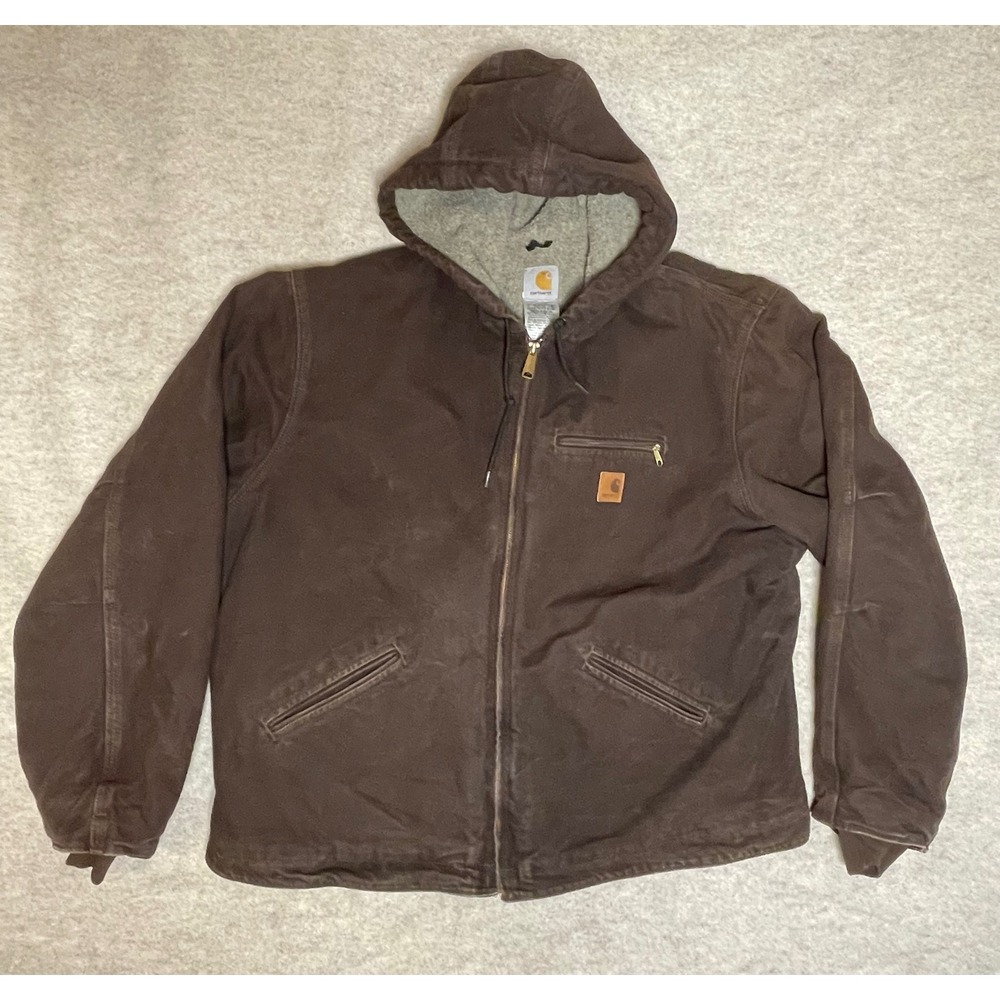Carhartt J141 DKB Sandstone Sierra Jacket Sherpa Lined Dark Brown Mens 2XL Reg
